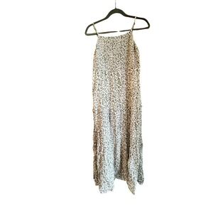 Floral Maxi Dress Spaghetti Strap Smocked Summer Casual‎ Bohemian White Green